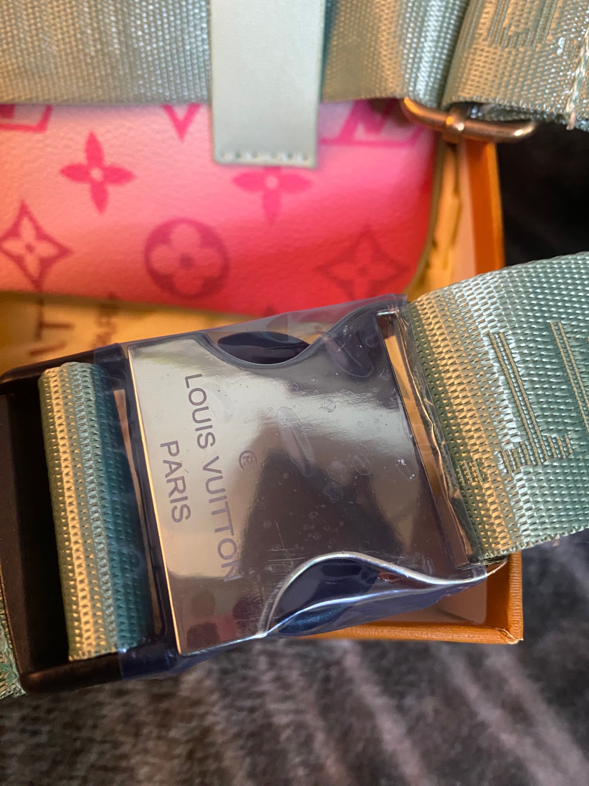 LV 2pc Belt Bag - Teal/Pink