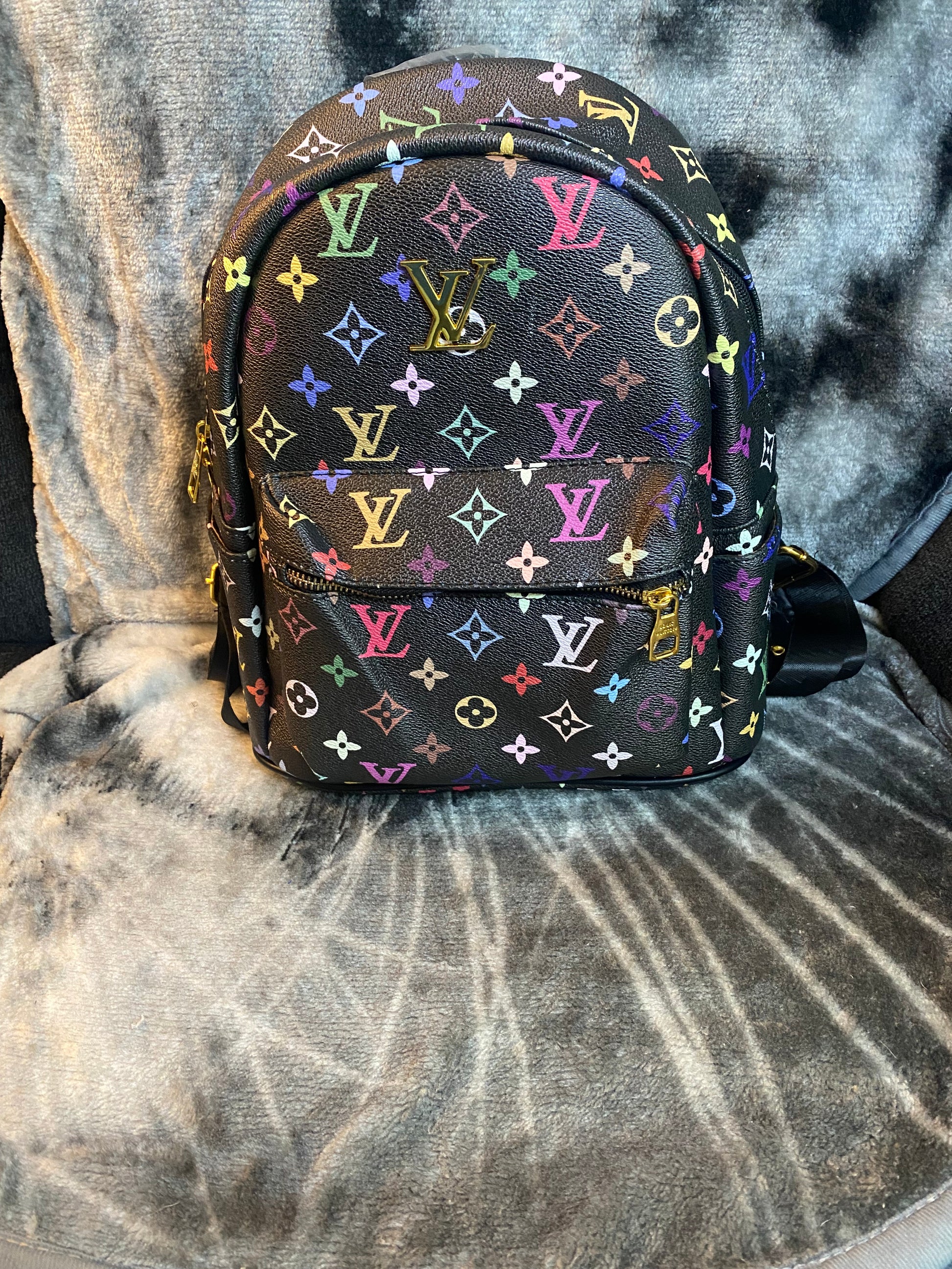 LV Colorful Back Pack - Black